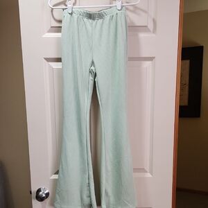 Mint Green Ribbed Flare Pants